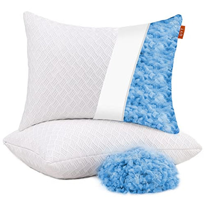 OYT Memory Foam Cooling Bed Pillows for Sleeping - 2 Pack Adjustable Queen Size Gel Shredded Pillows for Sleeping Set of 2 with Side Back Sleepers Washable Removable Cover