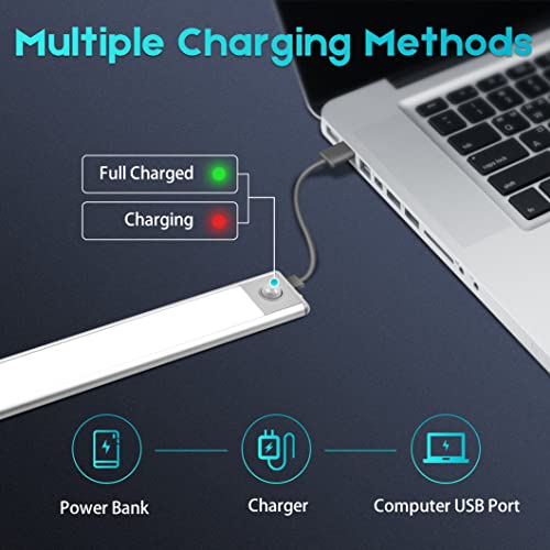 Zikopomi Under Cabinet Lights Motion Sensor, Magnetic Closet Light, Rechargable Wireless Under Cabinet Lighting for Counter, Kitchen, Wardrobe, Cupboard