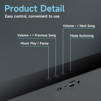 HI-PLANX Speakers with Phone Holder,Stereo Sound Bar Laptop Speaker for Desktop/Laptop/PC/Pad/Cellphone, Colorful Gradient Lighting Soundbar, USB Desktop Speaker Plug and Play