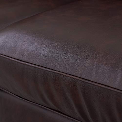 Serta Palisades Upholstered Sofas for Living Room Modern Design Couch, Straight Arms, Soft Fabric Upholstery, Tool-Free Assembly, 61" Loveseat, Chestnut Brown