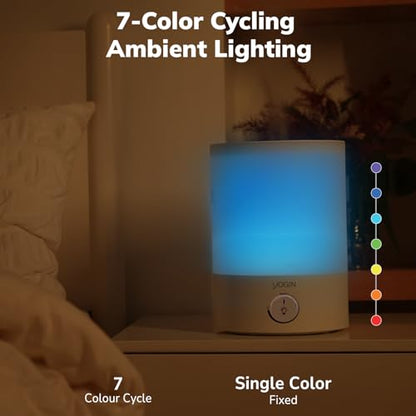 YOGIN Humidifiers for Bedroom Large room,Top fill 2.5L Ultrasonic cool mist Humidifiers for Baby Nursery and Plants,Up to 24 Hours of Operation, Auto Shut Off, 24dB Quiet,Night Light (Hu-02A-XNLit)