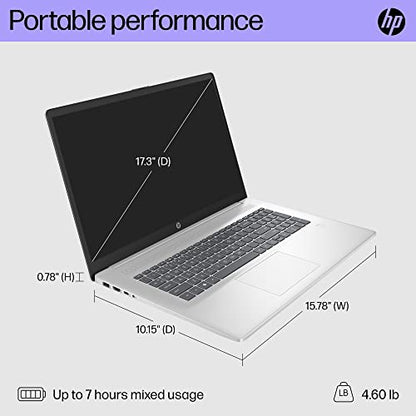HP 17.3-inch Laptop, 11th Generation Intel Core i5-1135G7, Intel Iris Xe Graphics, 8 GB RAM, 512 GB SSD, Windows 11 Home (17.3-cn0026nr,Natural Silver)