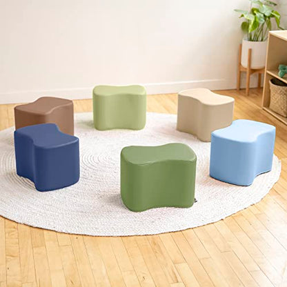 ECR4Kids SoftZone Toddler Modular Stool Set, Flexible Seating, Earthtone, 6-Piece