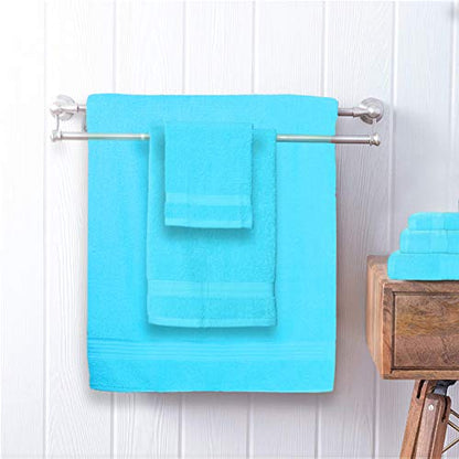 GLAMBURG Ultra Soft 8-Piece Towel Set -100% Pure Ringspun Cotton, Contains 2 Oversized Bath Towels 27x54, 2 Hand Towels 16x28, 4 Wash Cloths 13x13 - Ideal for Everyday use, Hotel & Spa -Turquoise Blue