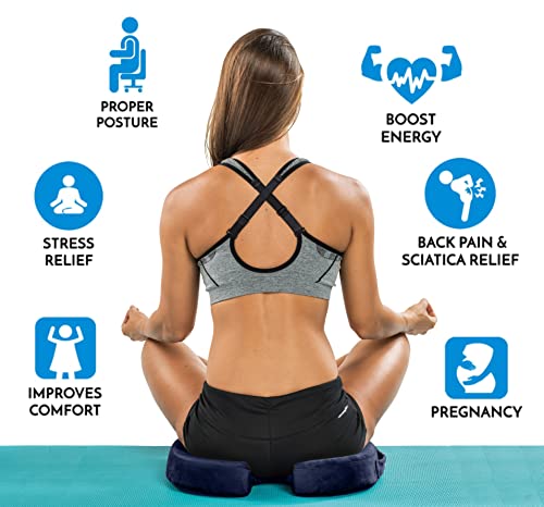 ComfiLife Gel Enhanced Seat Cushion – Non-Slip Orthopedic Gel & Memory Foam Coccyx Cushion for Tailbone Pain – Office Chair Car Seat Cushion – Sciatica & Back Pain Relief (Navy)