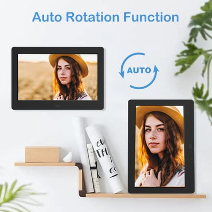 Atatat Digital Picture Frame with High Resolution 1280x800 16:9 IPS Screen/1080P 720P Video Player/Stereo/MP3/Auto-Rotate/Calendar/Time