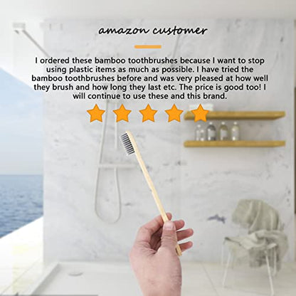 Isshah Biodegradable Eco-Friendly Natural Bamboo Charcoal Toothbrushes - 12 Count