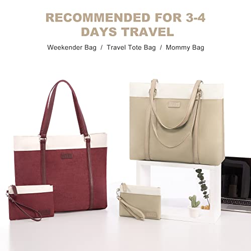 JFFD Laptop Shoulder Work Tote Bag for Women,Lightweight Casual Bag Teacher Bag Canvas 15.6 Inch Handbag Purse