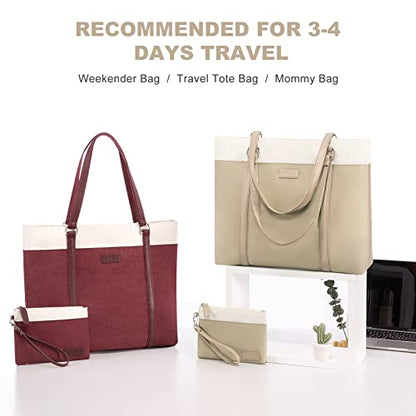 JFFD Laptop Shoulder Work Tote Bag for Women,Lightweight Casual Bag Teacher Bag Canvas 15.6 Inch Handbag Purse