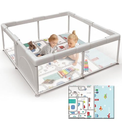 Baby Playpen with Mat Small Playpen Play Pin for Babies and Toddlers 49 x 49 inch Baby Fence Playards Nursery Furniture Set