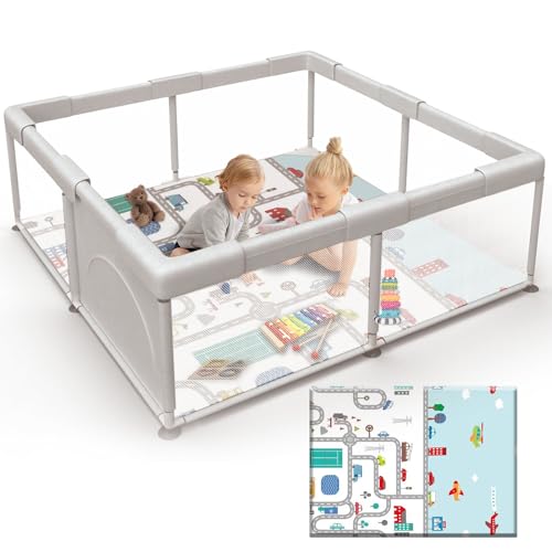 Baby Playpen with Mat Small Playpen Play Pin for Babies and Toddlers 49 x 49 inch Baby Fence Playards Nursery Furniture Set