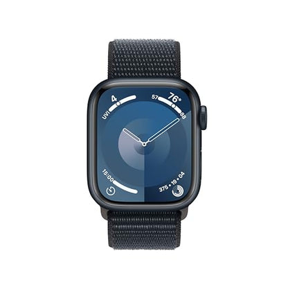 Apple Watch Series 9 [GPS 41mm] Smartwatch with Midnight Aluminum Case with Midnight Sport Loop. Fitness Tracker, Blood Oxygen & ECG Apps, Always-On Retina Display, Carbon Neutral