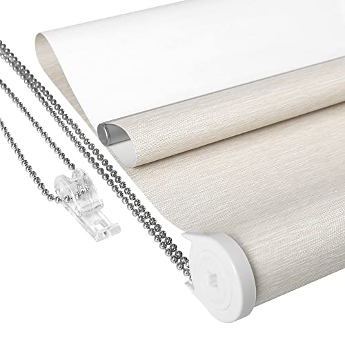 Homebox 100% Blackout Roller Window Shades,Faux Wooden Window Blinds,Roll Up and Pull Down Shades for Indoor Window,Window Shade for Home,Beige,22" W x 72" H