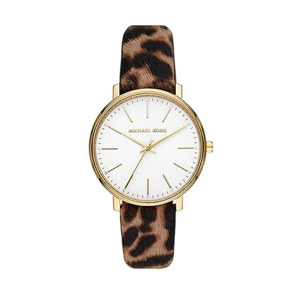 Michael Kors Women's Pyper Gold-Tone Stainless Steel and Cheetah Print Leather Band Watch (Model: MK4751)