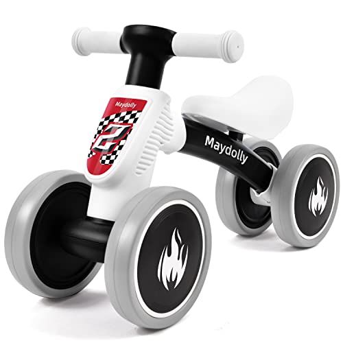 Maydolly Baby Banlance Bike for 1 Year Old Boys Girls Cute 10-24 Months Kids Toy First Birthday Gift No Pedal Toddler 4 Wheels Balance Bike
