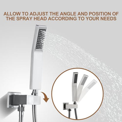 CASAINC Rain Shower Head with Handheld Spray 10" Ceiling Mounted Shower System Brushed Nickel Shower Head Combo