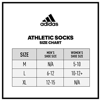 adidas Men's Athletic Cushioned Crew Socks with Arch Compression for a Secure fit (6-Pair), Black/Aluminum 2, Large