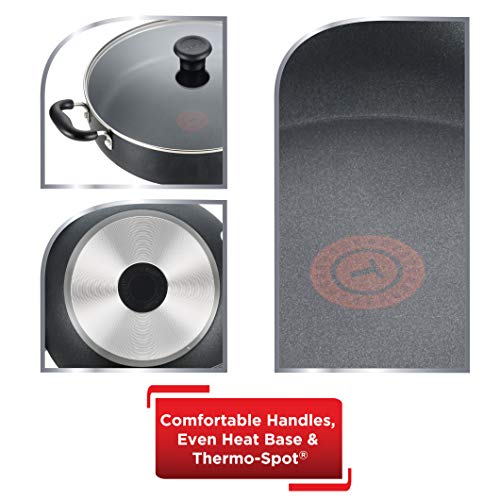 T-fal Specialty Nonstick Saute Pan with Glass Lid 5 Quart Oven Broiler Safe 350F Cookware, Pots and Pans, Dishwasher Safe Black
