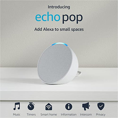 Introducing Echo Pop | Full sound compact smart speaker with Alexa | Glacier White