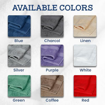 CASALINO Plush Collection Towel Set, Premium Quality 100% Pure Cotton, Highly Absorbent, Super Soft, Soft and Plush, (4 PCS Hand Towel Set, Silver)