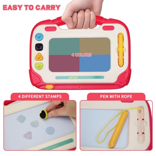 LZZAPJ Magnetic Drawing Board for Kids,Toys for 2 Year Old Girl,Doodle Board Writing Tablet for Toddlers 1-3, Toddler Travel Learning Toys, First Birthday Christmas Gifts for Girls(Red)