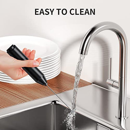 Milk Frother for Coffee, Handheld Frother Electric Whisk, Milk Foamer and Coffee Blender for Latte, Matcha, Cappuccino, Hot Chocolate, Battery Operated Mini Drink Mixer