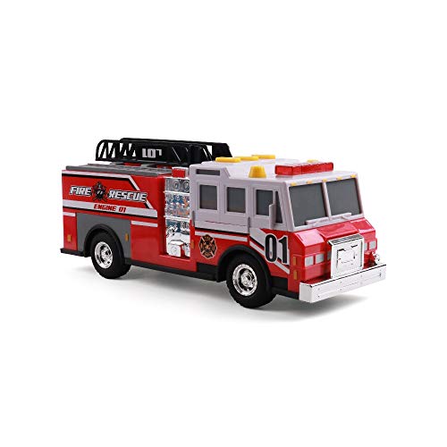 Mighty Fleet Rescue Force Fire Ladder Truck Toy with Realistic Lights & Sounds, Durable Plastic Construction & Working Ladder! Ages 3+