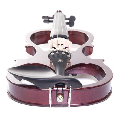 Cecilio CEVN-1NA Style 1 Silent Electric Solid Wood Violin with Ebony Fittings in Metallic Red Mahogany, Size 3/4