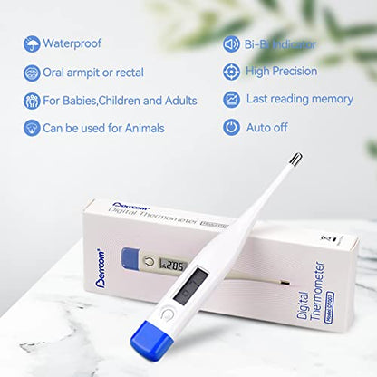 Berrcom Digital Thermometer for Adults and Kids, Oral Thermometer for Fever Rectal Underarm Thermometer for Babies with Fever Alarm Medical Thermometer with C/F Switchable