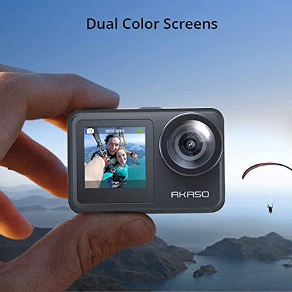 AKASO Brave 7 LE 4K30FPS 20MP WiFi Action Camera with Touch Screen Vlog Camera EIS 2.0 Remote Control 131 Feet Underwater Camera with 2X 1350mAh Batteries Support External Microphone