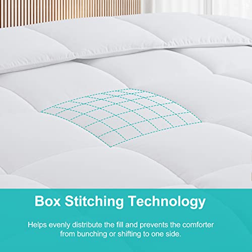 MERITLIFE Comforter Queen Size All Season Soft Down Alternative Comforter Lightweight & Breathable 2100 Series Reversible Duvet Insert with Corner Ties-Machine Washable (White Queen,88"x88")