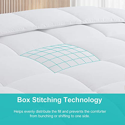 MERITLIFE Comforter Queen Size All Season Soft Down Alternative Comforter Lightweight & Breathable 2100 Series Reversible Duvet Insert with Corner Ties-Machine Washable (White Queen,88"x88")