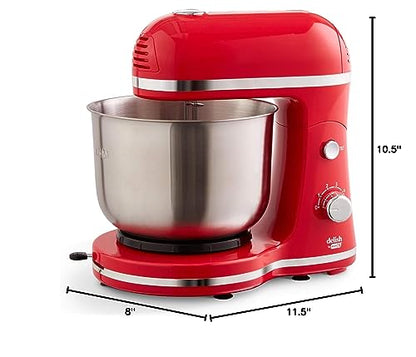 Delish by DASH Compact Stand Mixer, 3.5 Quart with Beaters & Dough Hooks Included - Red