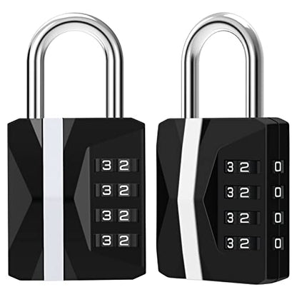 Diyife® 2 Pack Combination Padlock, 4 Digit Metal Combination Lock Waterproof, Steel Plated Clasp & High Security, Resettable Outdoor Lock for Gate, Garage, Gym, Locker, Drawer - Black