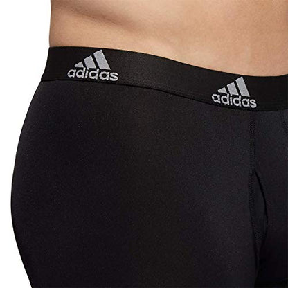 adidas Men's Performance Long Boxer Brief Underwear (3-Pack), Black/Light Onix Grey, Medium