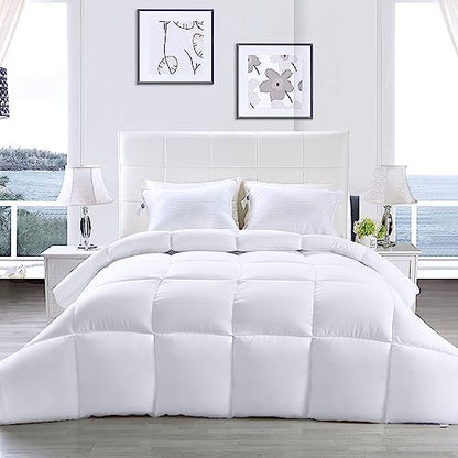 Utopia Bedding Comforter - All Season Comforters Queen Size - Plush Siliconized Fiberfill - White Bed Comforter - Box Stitched