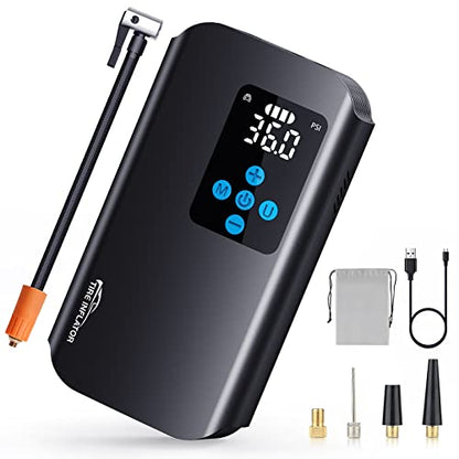 Nulksen Tire Inflator Portable Air Compressor, 150 PSI Cordless Air Pump for Car Tires with 7800mAh Battery, Tire Pump with Pressure Gauge for Car Bicycle Motorcycle Ball, Electric Bike Pump