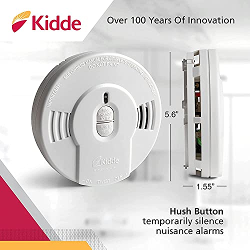 Kidde Smoke Detector, 10-Year Battery, LED Indicators, Replacement Alert, Test-Reset Button, 2 Pack & Smoke Detector, 9V Battery Operated Smoke Alarm, Test-Reset Button, Battery Included