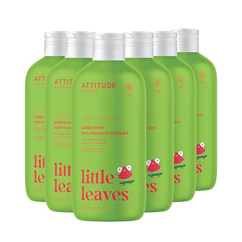 ATTITUDE Bubble Wash for Kids, Hair Shampoo and Body Soap, EWG Verified, Plant- and Mineral-Based, Vegan, Watermelon & Coco, 16 Fl Oz (Pack of 6)