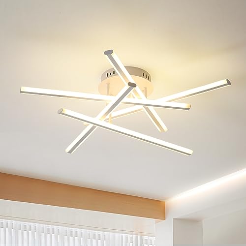 YEEZONE LED Ceiling Light, Modern LED Flush Mount Light, with Memory Remote Control Dimmable 3000K-6500K for Dining Room, Living Room, Kitchen, Bedroom, Office (White)