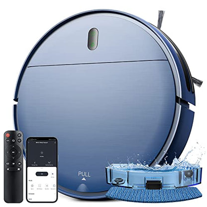 ZCWA Robot Vacuum Cleaner, Robotic Vacuum and Mop Combo Compatible with Alexa/WiFi/App, Self-Charging, 230ML Water Tank for Pet Hair, Hard Floors and Low Pile Carpet (Blue)