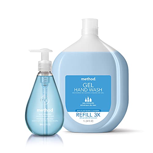 Method Gel Hand Soap Refill, Sea Minerals, 34 oz, 4 pack, Packaging May Vary
