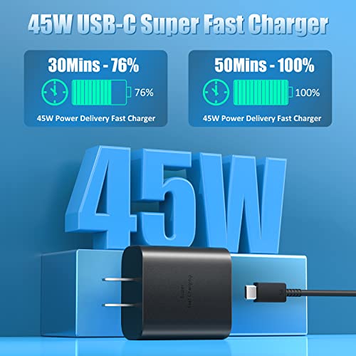 45W Samsung USB-C Super Fast Charger 10FT Type C Charger Cable Cord Fast Charging Android Phone Wall Charger Block for Samsung Galaxy S23 Ultra/S23/S23+/S22/S22 Ultra/S22+/S21, Galaxy Tab S8+, 2Pack