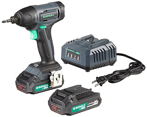 Amazon Brand - Denali by SKIL 20V Cordless Impact Driver Kit with 2 x 2.0Ah Lithium Batteries and Charger, Blue