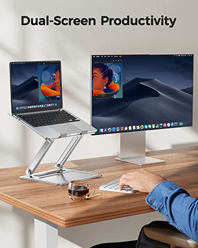 LORYERGO Adjustable Laptop Stand, Portable Riser for 17.3inch Laptops, Adjustment for Desk, Holds Up to 17.6lbs Notebook - Sliver
