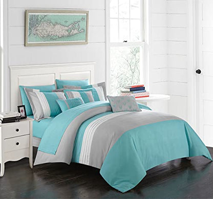 Chic Home Eyelet Comforter Set, Twin, Turquoise
