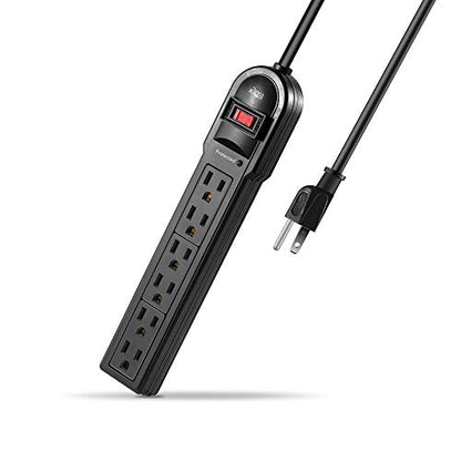KMC 6-Outlet Surge Protector Power Strip 4-Pack, Overload Protection, 2-Foot Cord, 600 Joule