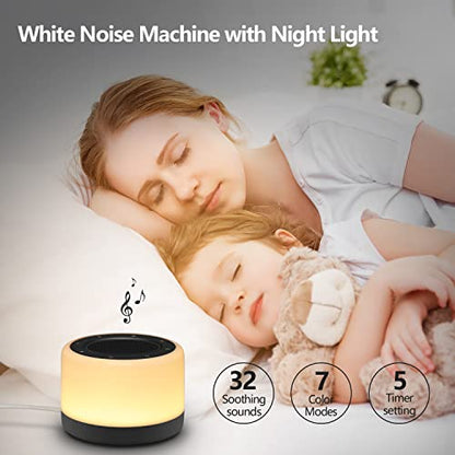 YYDSKIT White Noise Machine with Night Light, Sleep Sound Machine with 32 Soothing Sounds, Plug in,Easy Touch Control,Auto-Off Sleep Timer for Baby Kids Adults Sleeping,Relaxing