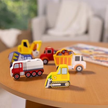 Melissa & Doug Construction Vehicles Wooden Chunky Puzzle (6 pcs)