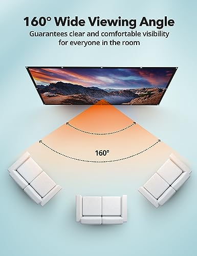 Projector Screen, HYZ 120 inch Portable Projector Screen Indoor Outdoor Projection Screen 16:9 4K HD Wrinkle-Free Foldable Movie Screen for Backyard, Double Sided Projection for Home Theater